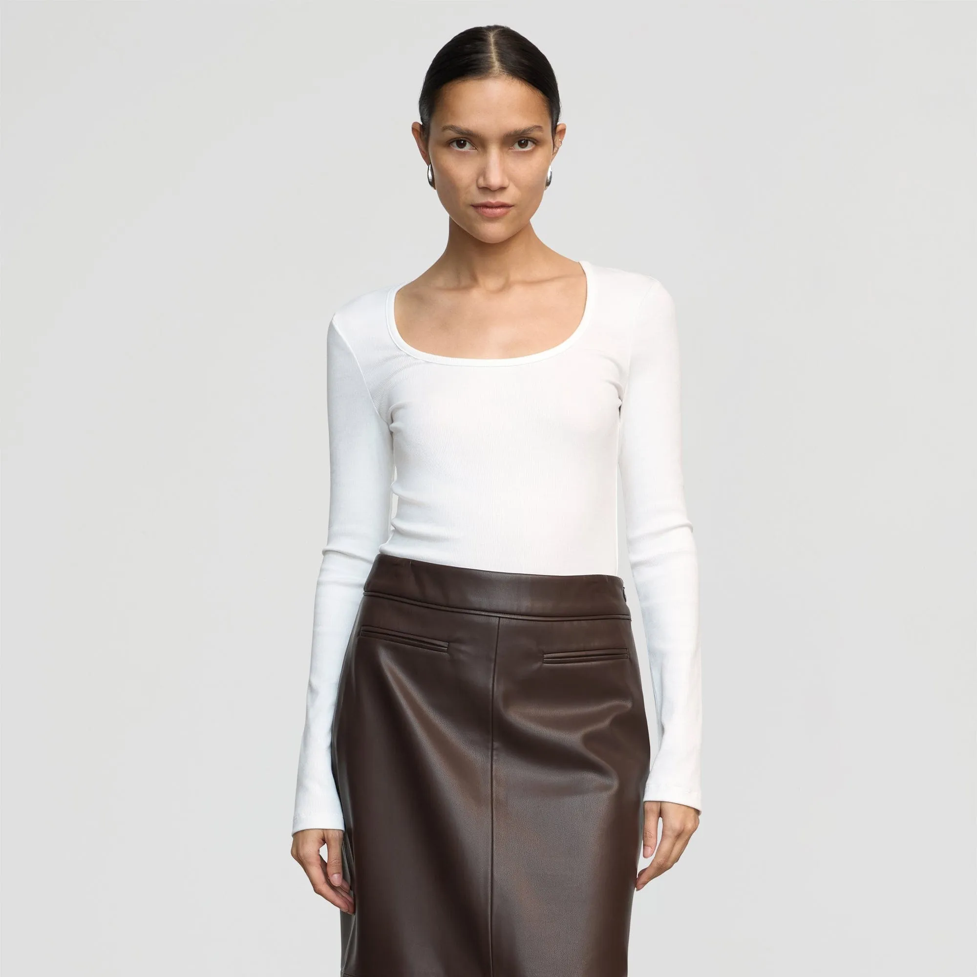 Daily Comfort Style Soft & Smooth Rosa Ribbed Scoop-Neck Semi-Sheer Tee