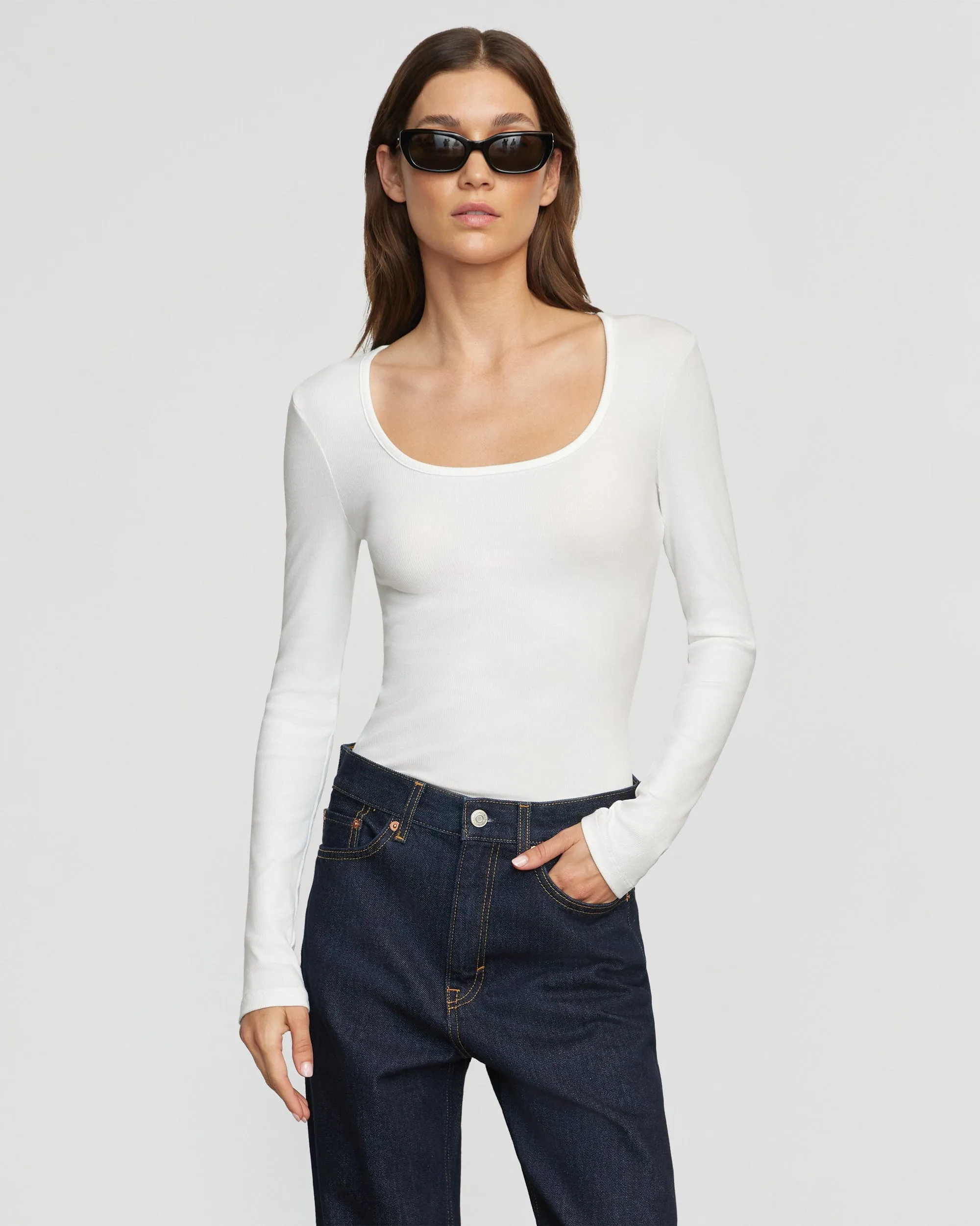 Rosa Ribbed Scoop-Neck Semi-Sheer Tee Thermal regulation Stylish Comfort