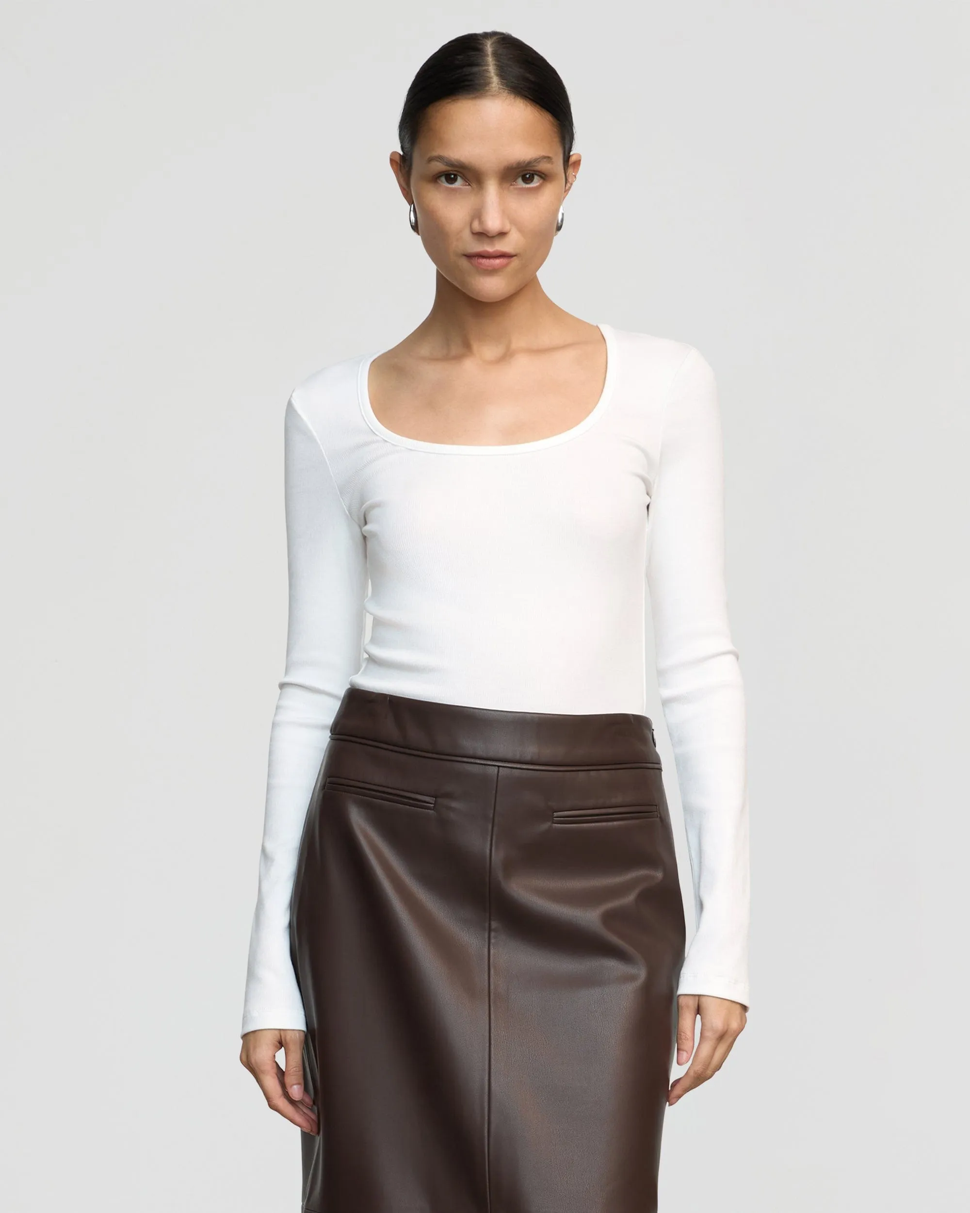 Comfort Style Sporty Appeal Rosa Ribbed Scoop-Neck Semi-Sheer Tee