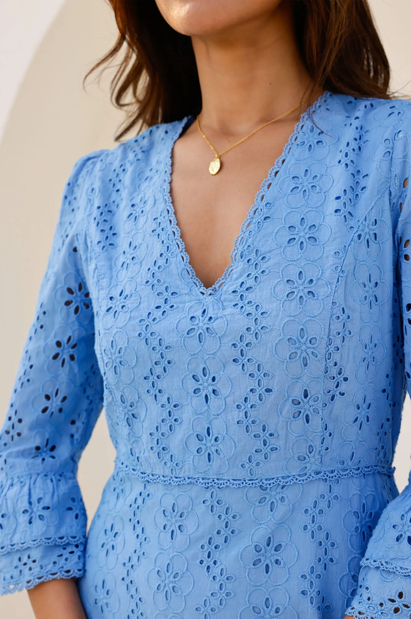 Layered maxi for special events Victoria Cotton Broderie Dress | Blue