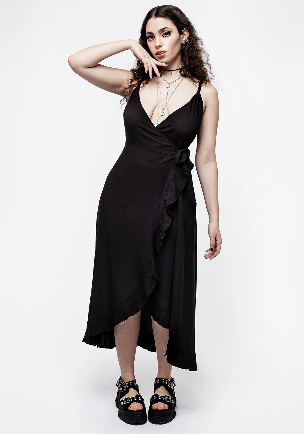 Wave Dance With its relaxed fit this dress is perfect for both casual and formal settings Eerie Cami Midaxi Wrap Dress