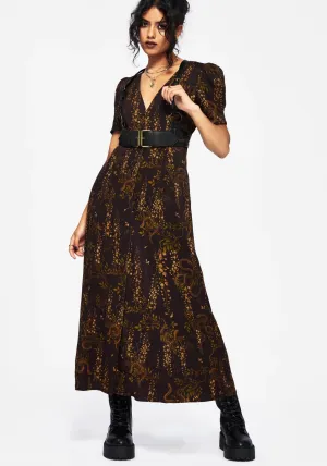Feather Soft Azazel Snake Printed Midaxi Dress