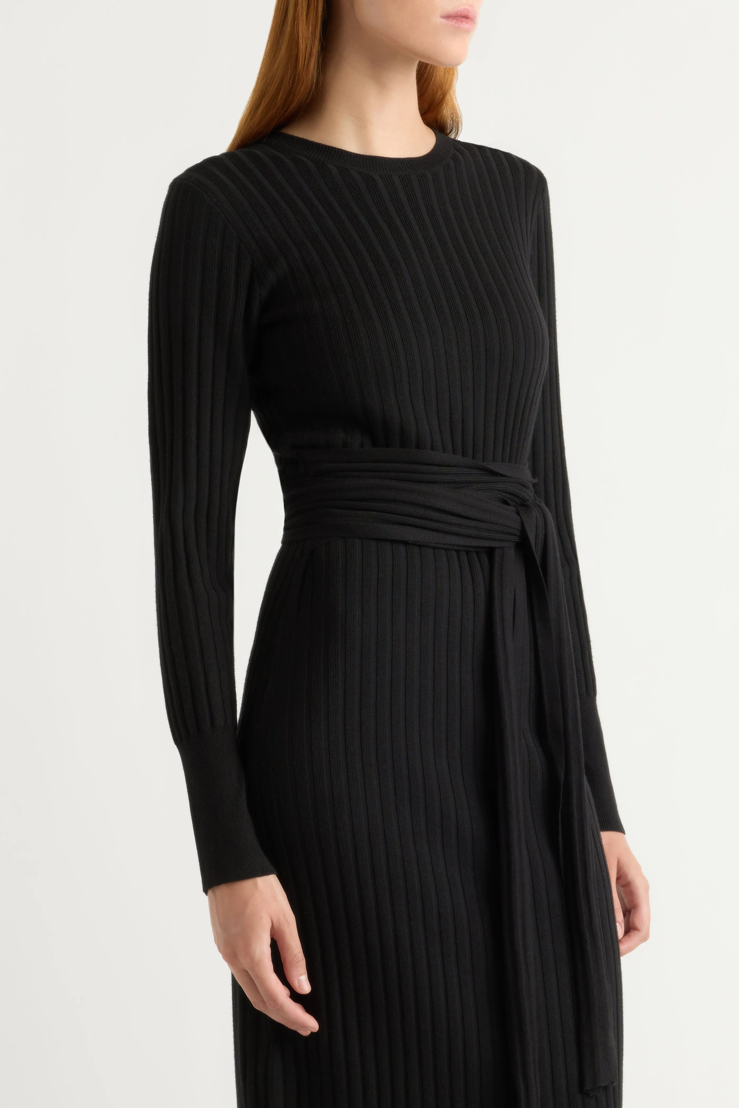 Road Look Comfort waistband Carmen Tie-Front Ribbed Dress
