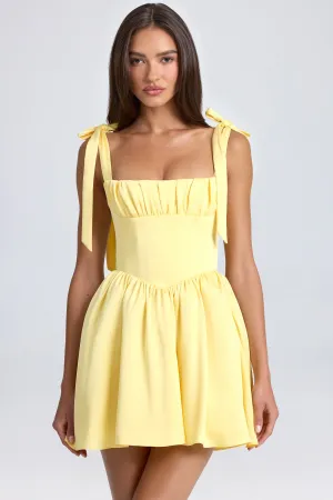 Draped Corset Mini Dress in Lemon Sherbet Short playful dress for vacations Secure fastening
