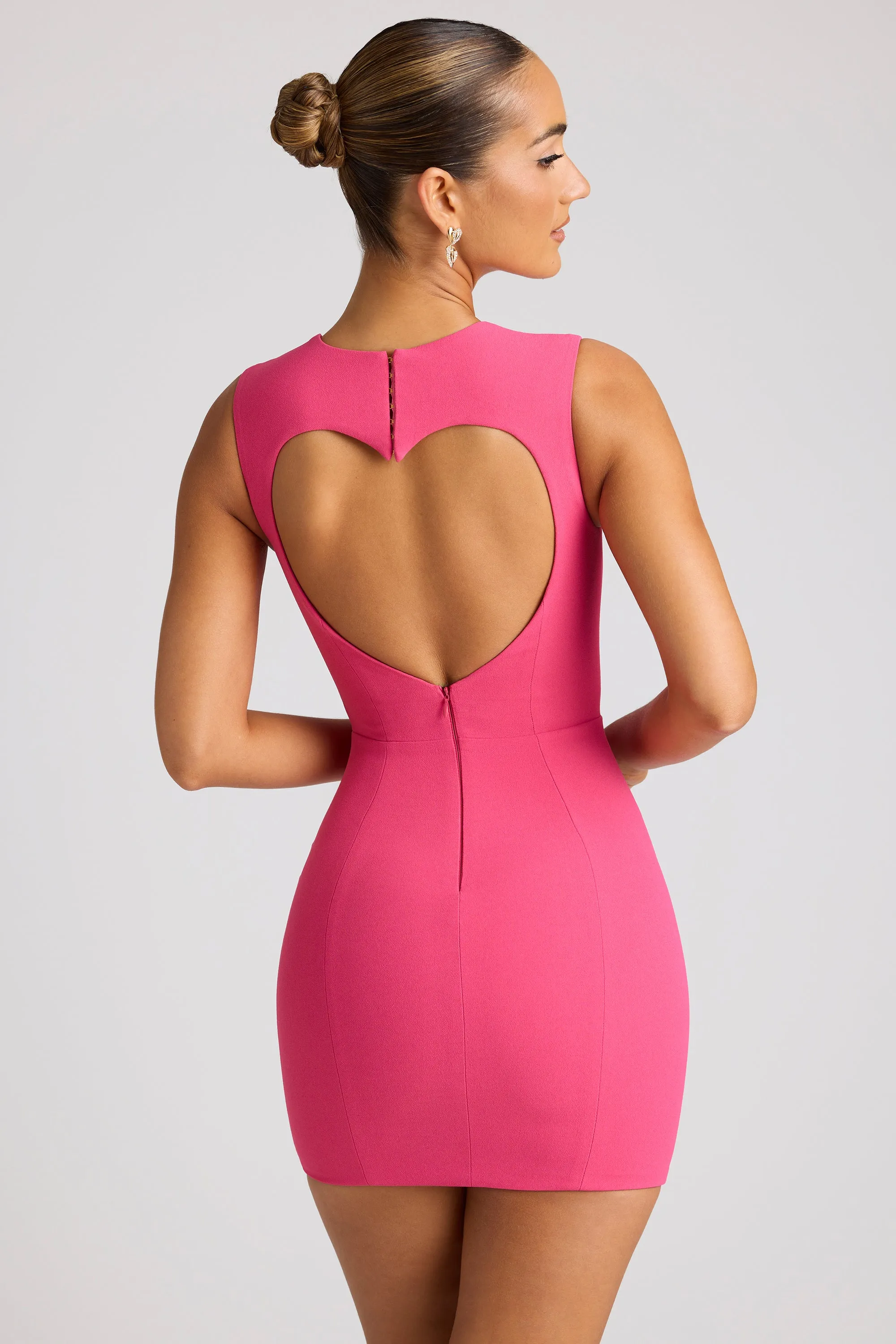 Heart Cut Out Mini Dress in Magenta Bright patterned mini for spring Layer Free