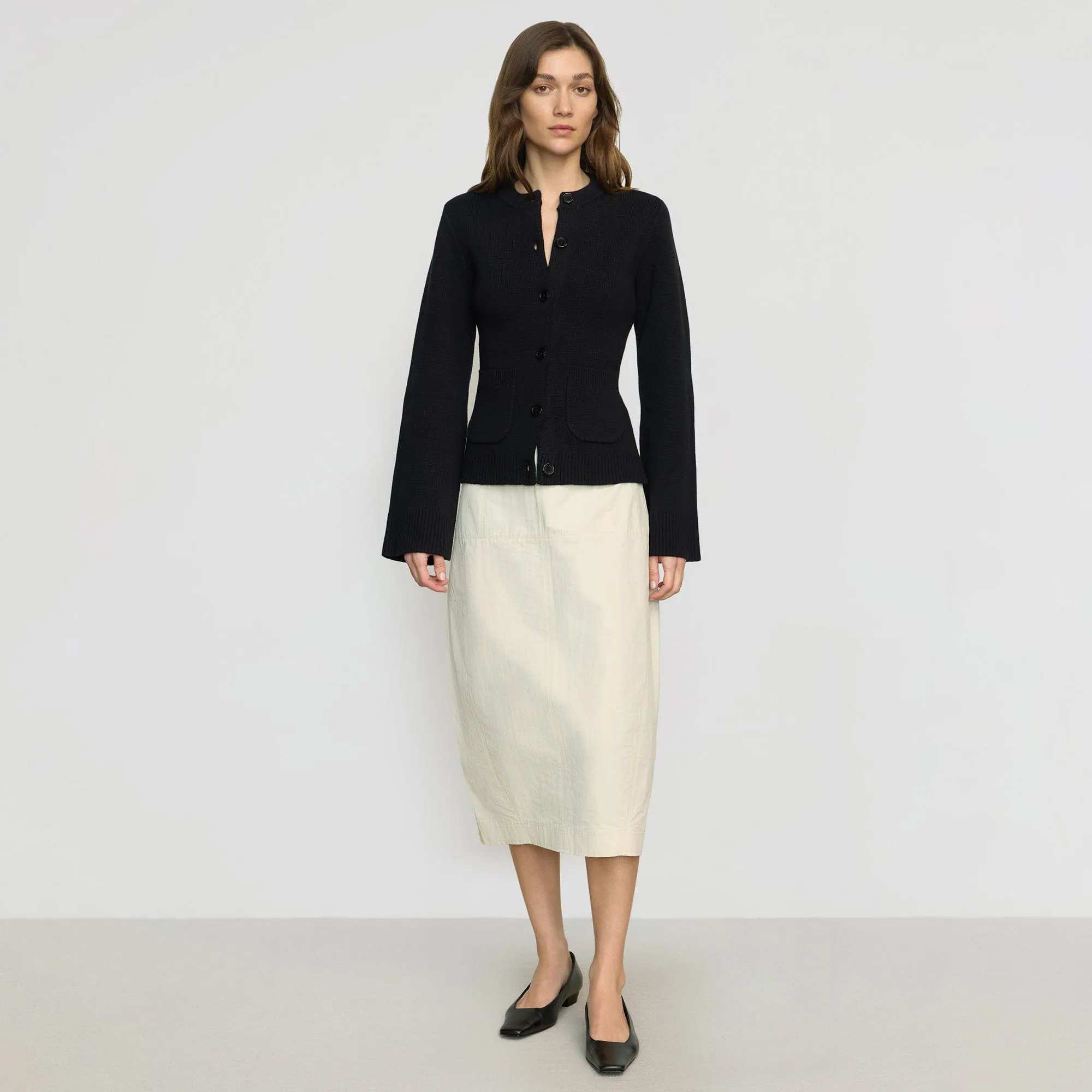 Crafted Detail Jarmaine Back-Slit Barrel Skirt