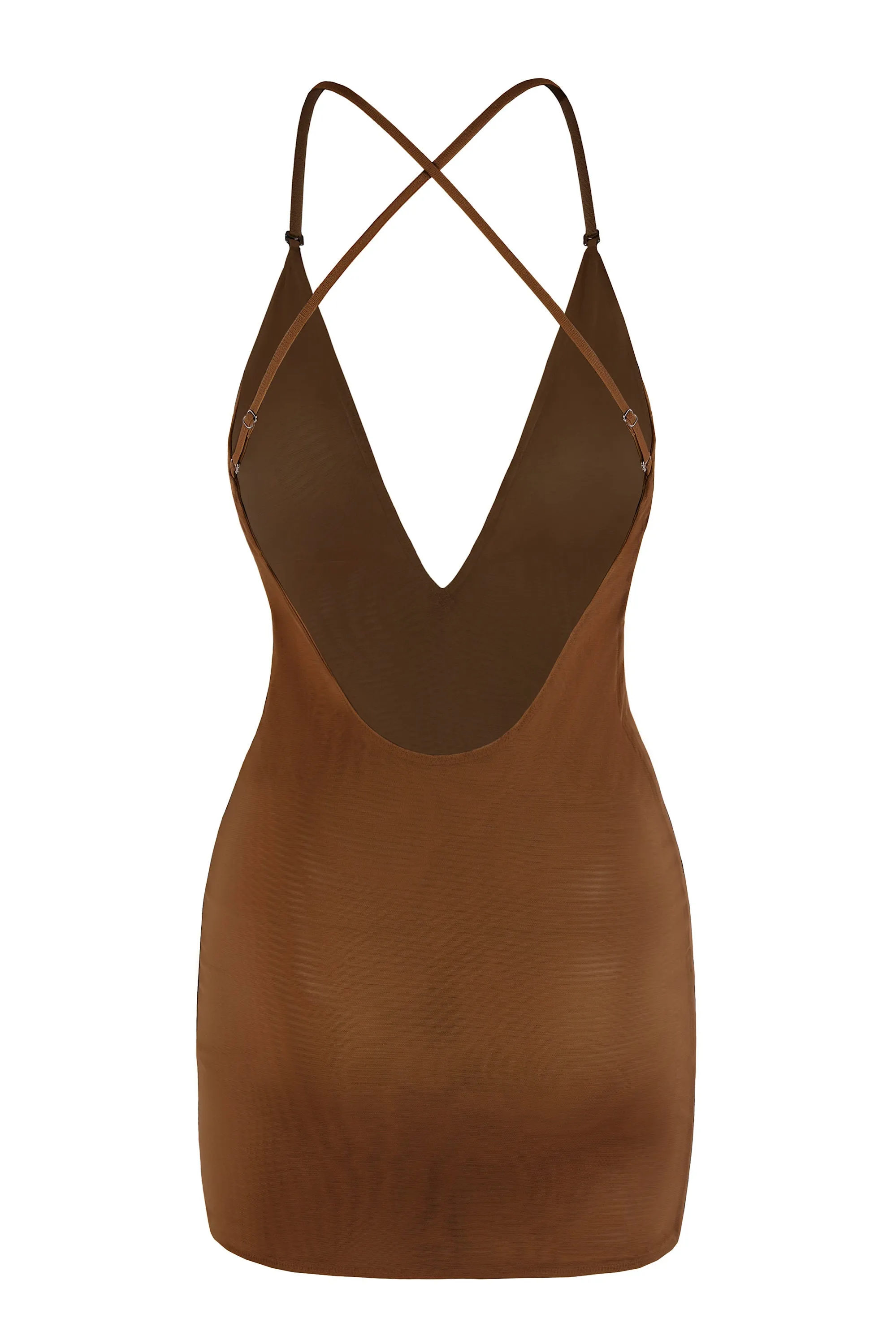 Sexy yet elegant mini Intimates Soft Mesh Multiway Mini Dress in Chestnut