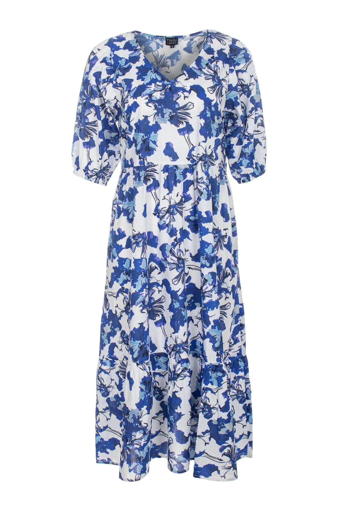 Pearl Tone Midi Sundress | Blue Blooms | 6521C1