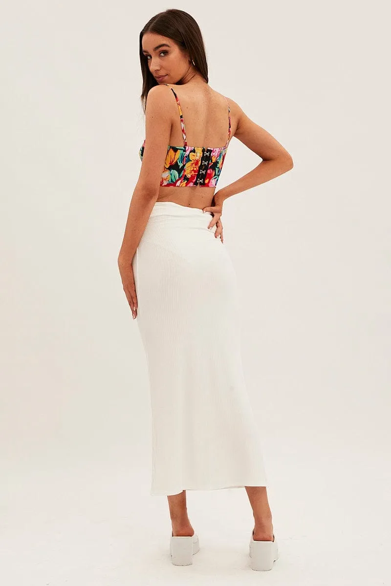 Modern Cut All Day Fit White High Waist Jersey Skinny Maxi Skirt