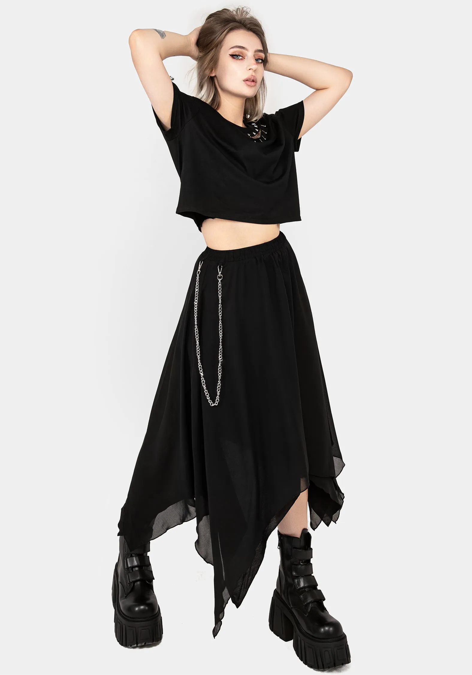 Non Irritating Edges Levitate Chain Detail Midi Skirt