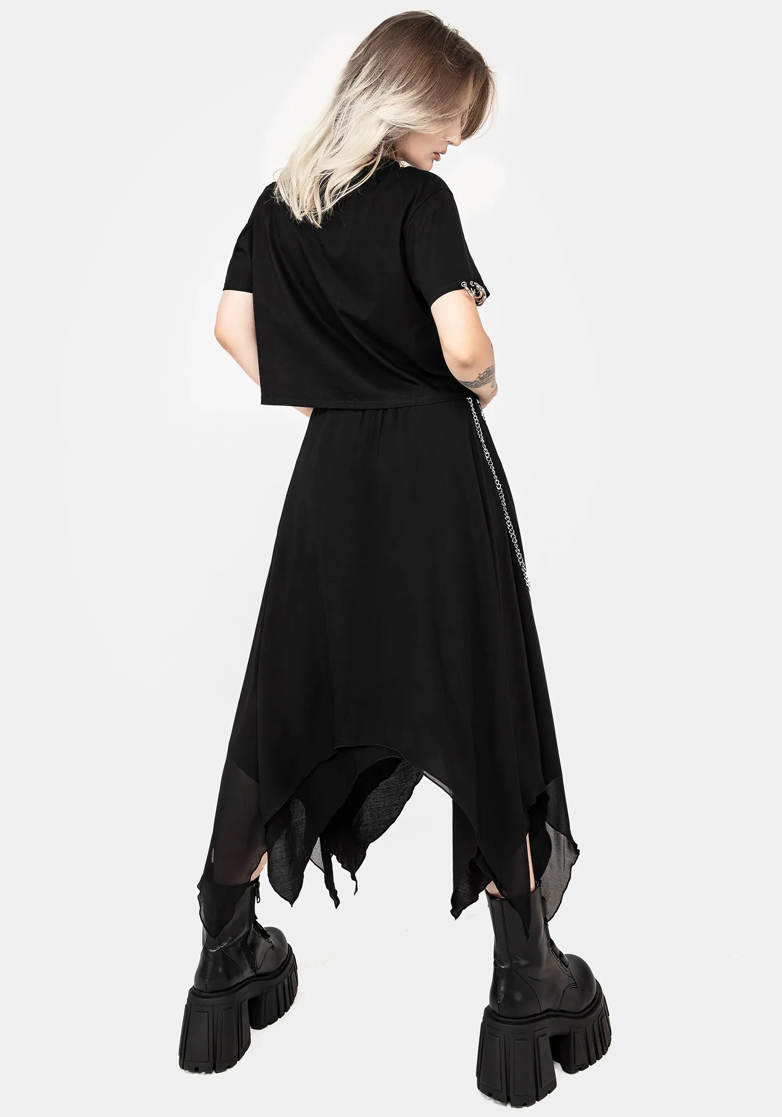 Levitate Chain Detail Midi Skirt Dance Practice Hidden Zipper