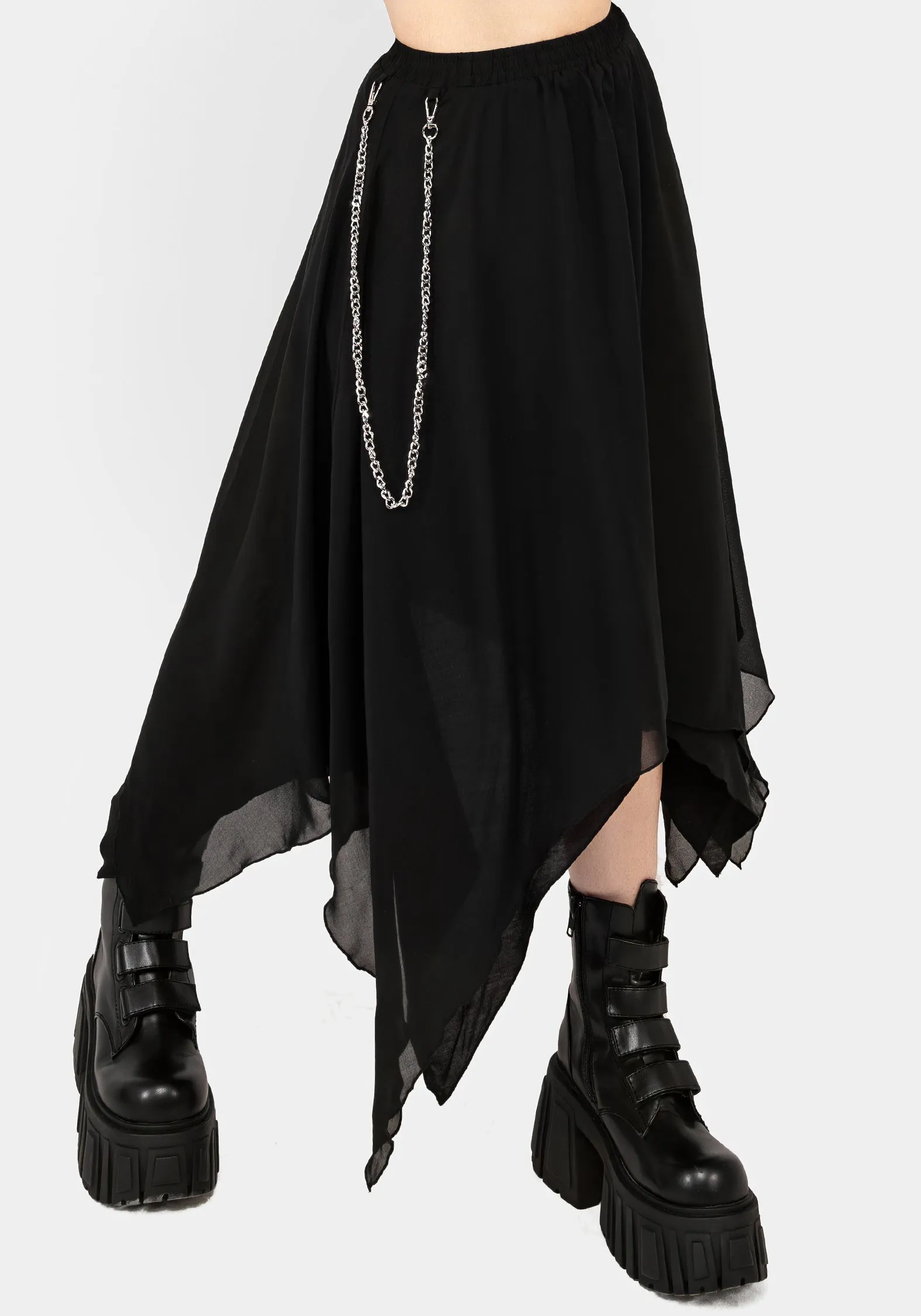 Levitate Chain Detail Midi Skirt Polished Look Easy Comfort