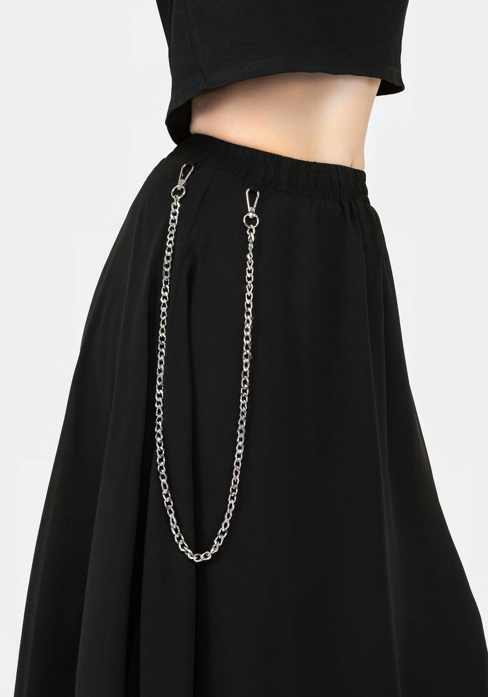 Levitate Chain Detail Midi Skirt Smooth Cut