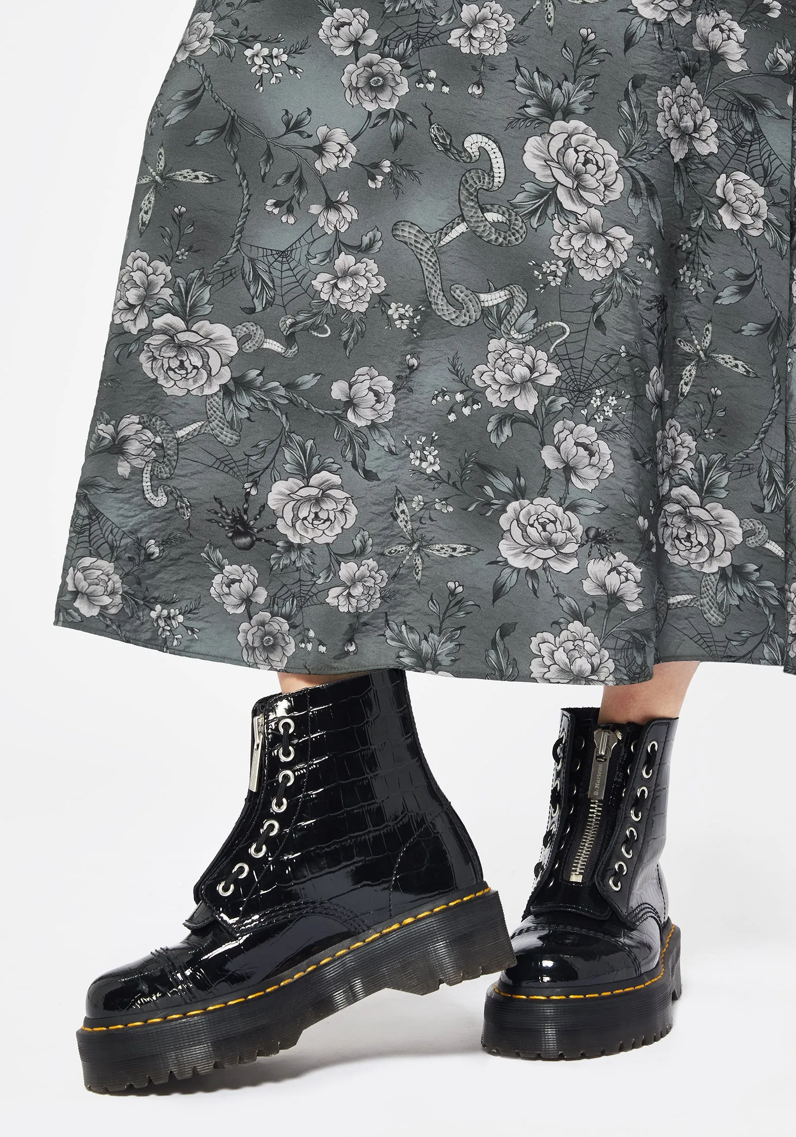 Meadow Floral Serpent Print Midaxi Skirt Fashion Details