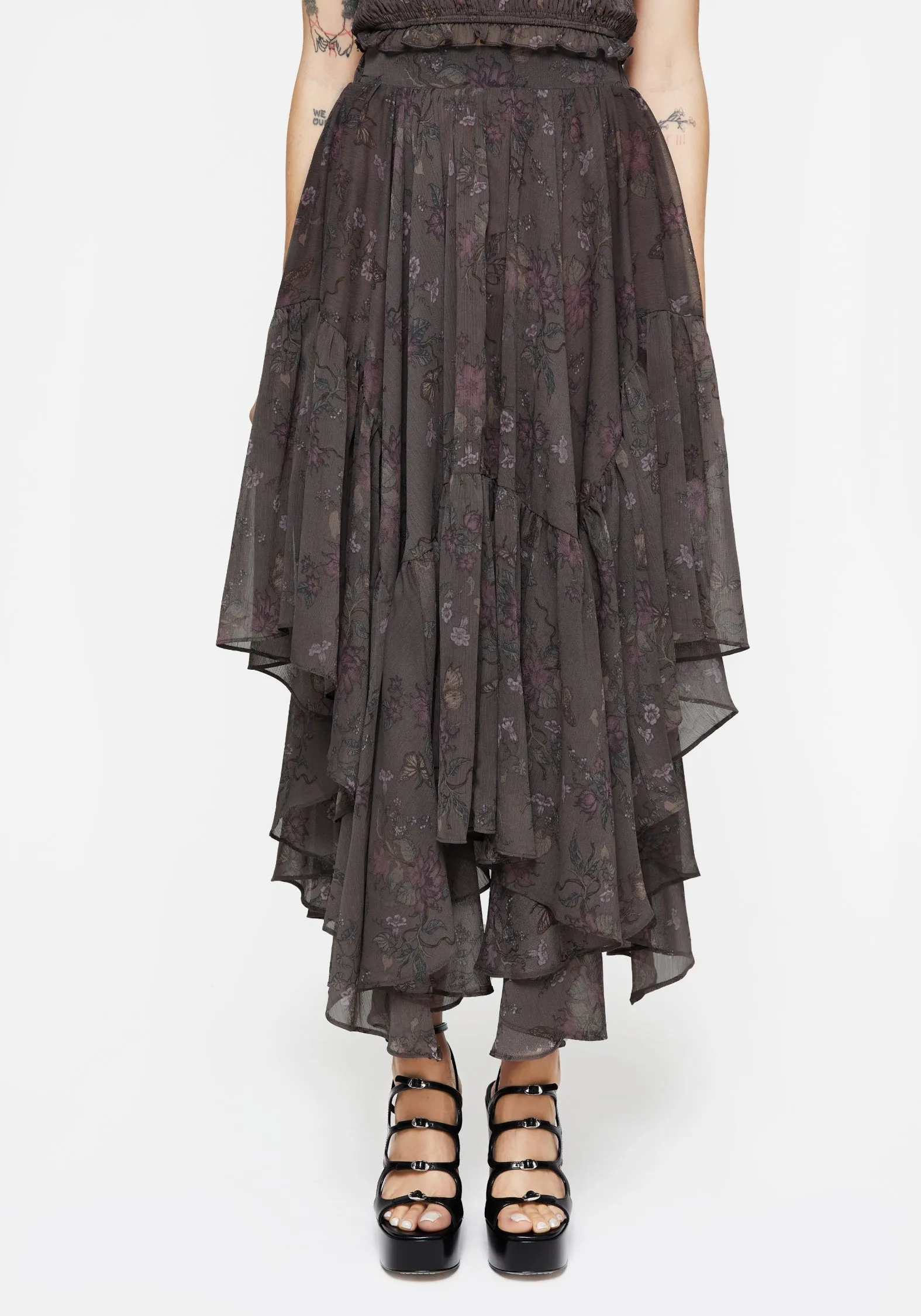 Limited Release Arnora Chiffon Handkerchief Hem Midaxi Skirt