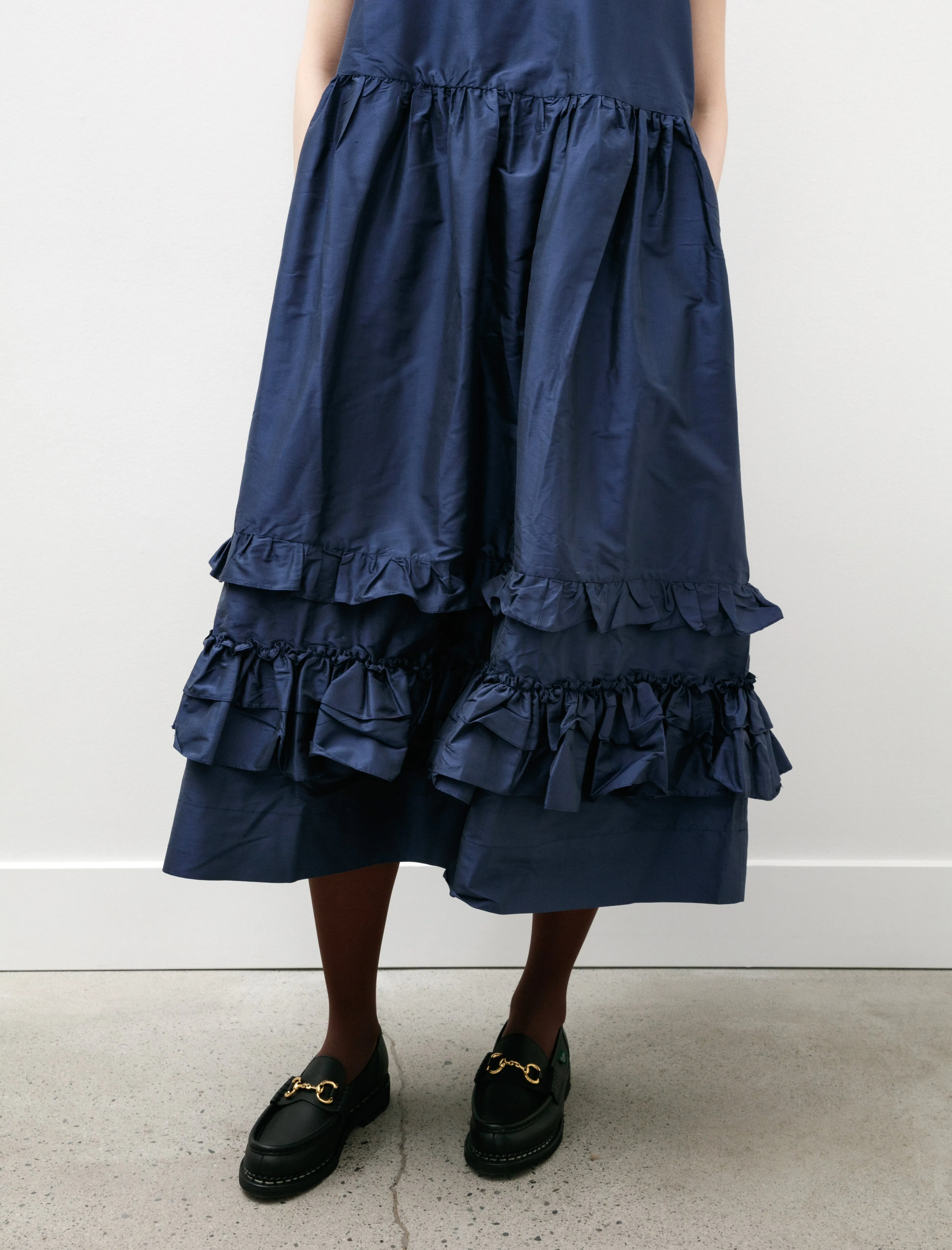 Silk Dupion Genevieve Dress Wilhelm Blue Simple Layering Work Safe
