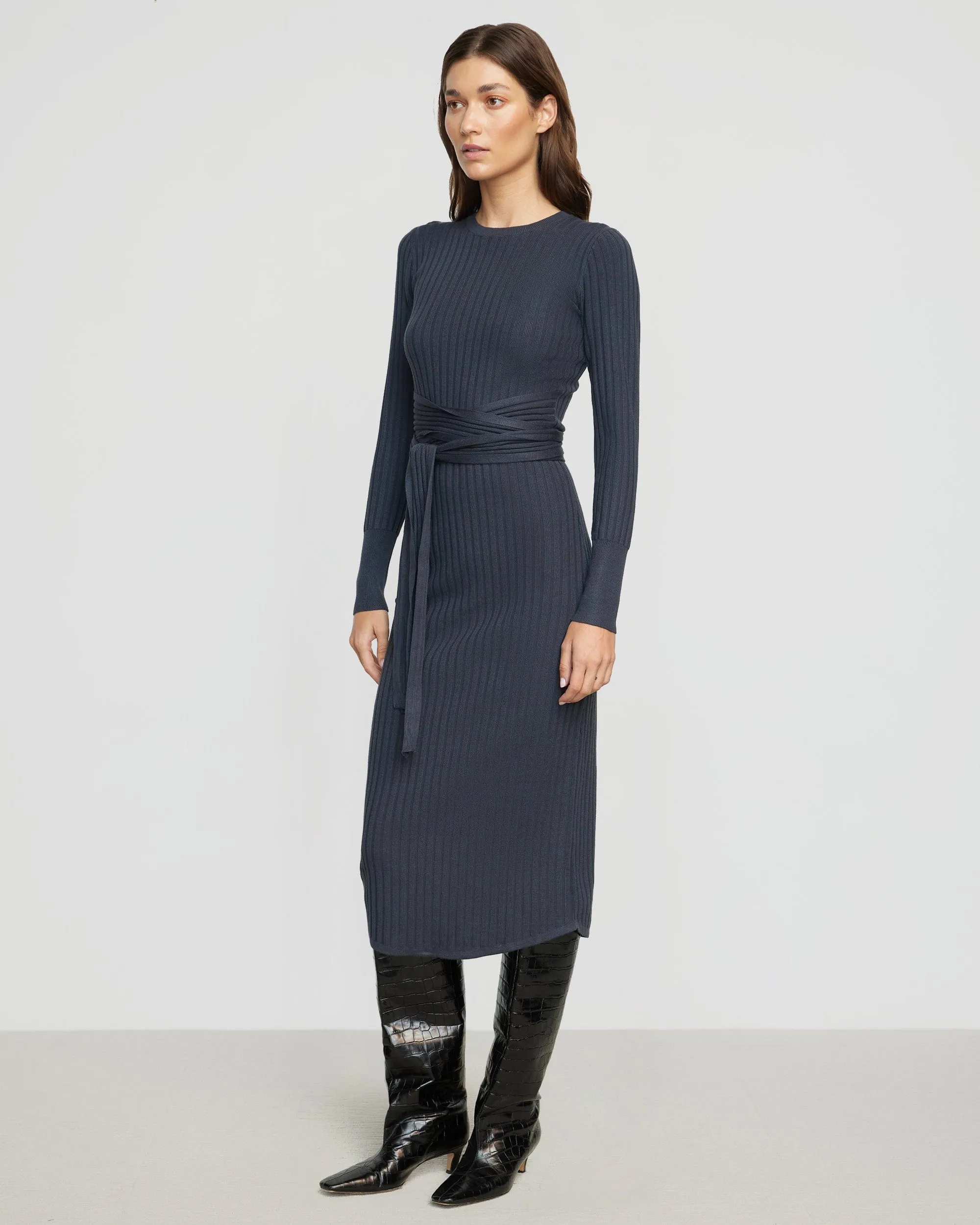 Modern Boots Carmen Tie-Front Ribbed Dress