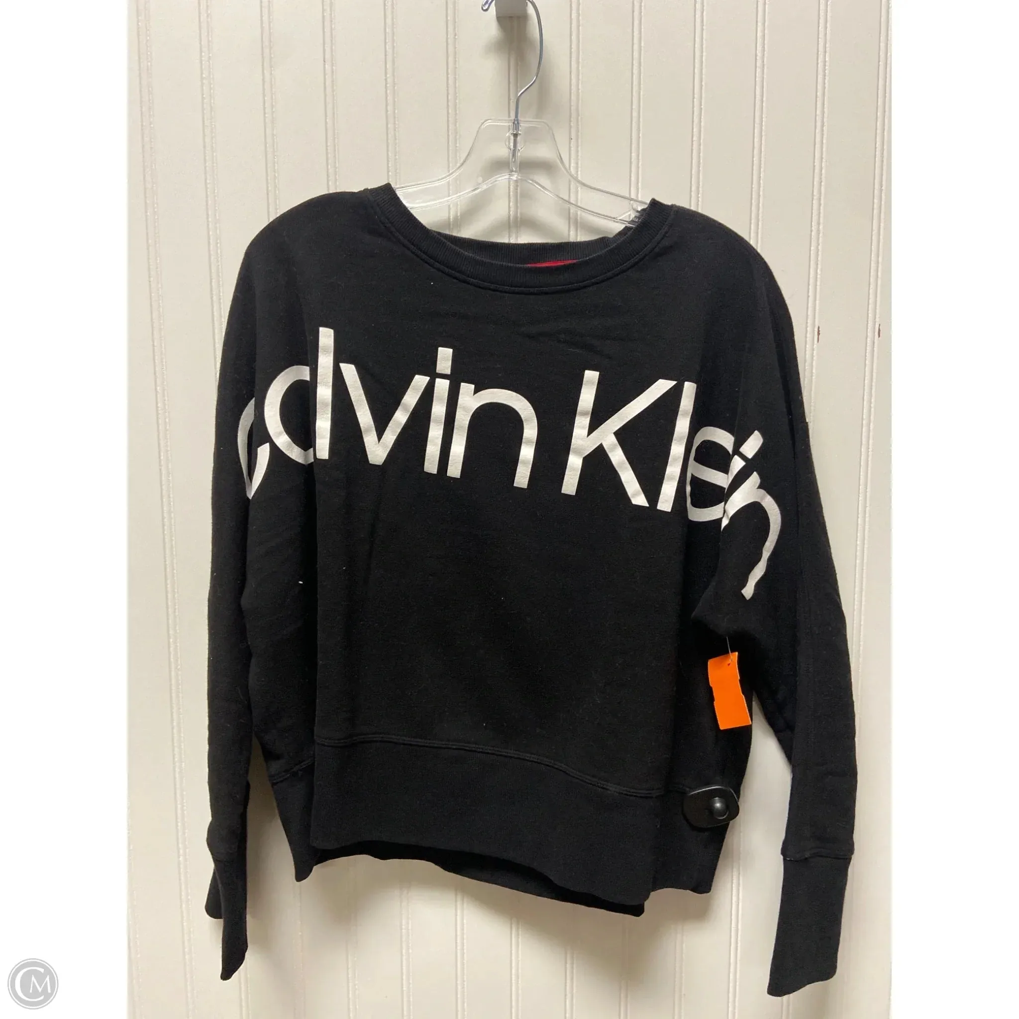 Sweatshirt Crewneck By Calvin Klein In Black & White, Size: M AntiSnagTechnology Cozy Design