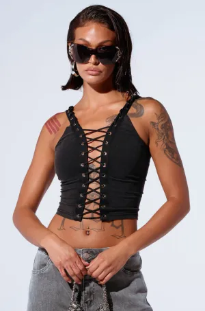 NOTHING BUT LOVE CUTOUT TANK wrinkle free
