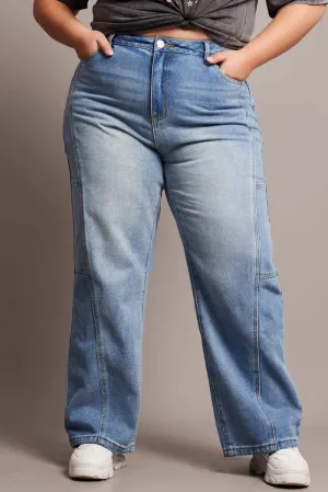 All Season Versatile Fit Denim Baggy Jeans Mid Rise