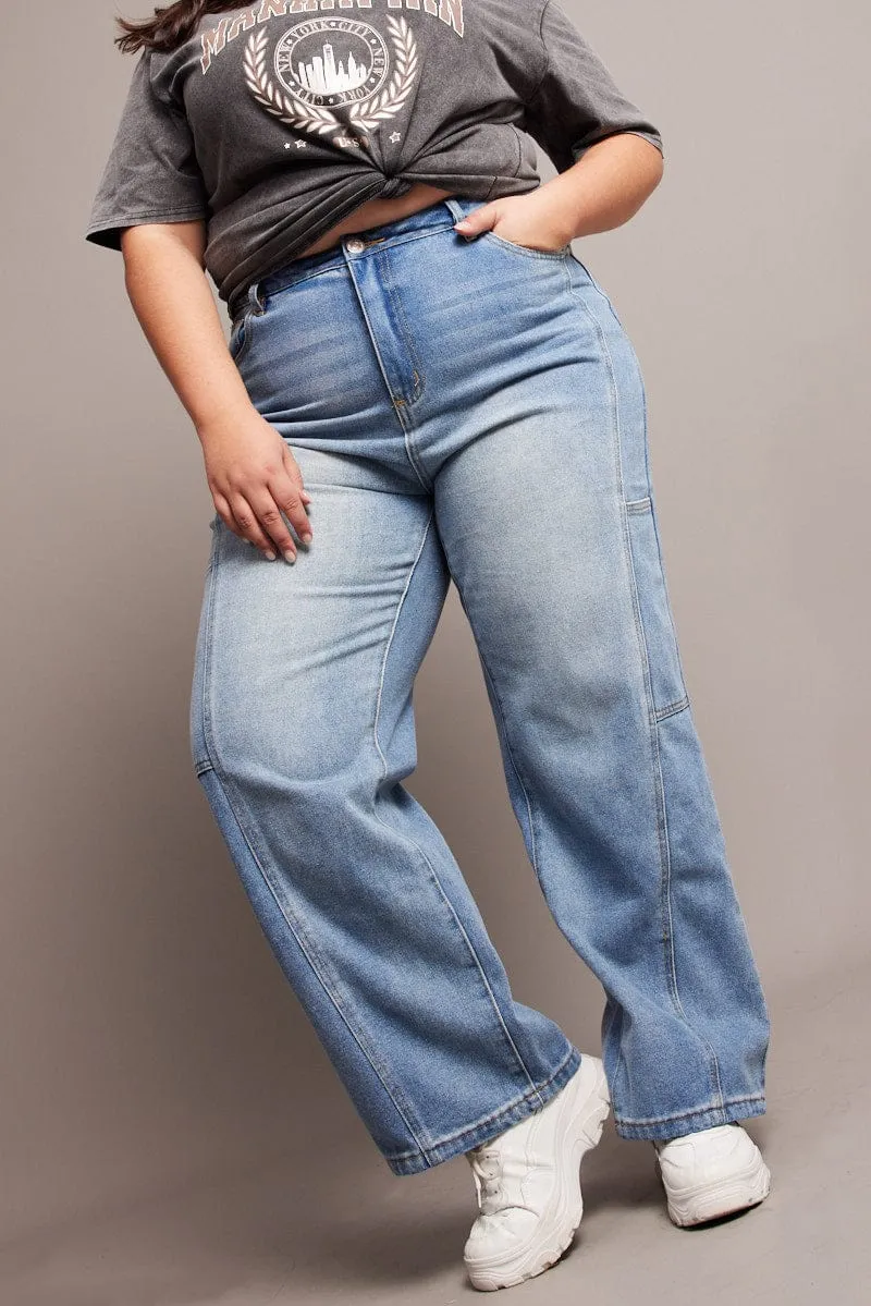 Core Item Street Look Denim Baggy Jeans Mid Rise