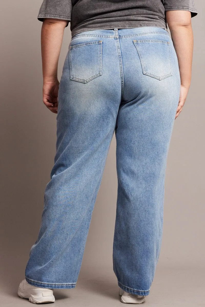 Denim Baggy Jeans Mid Rise All Purpose All weather