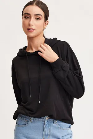 Black Hoodie Long Sleeve watch accents
