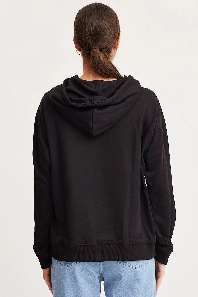 Black Hoodie Long Sleeve Cozy Basics