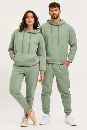 Green Unisex Sweatshirts Long Sleeve Oversized Hoodie loop accents Concert wear