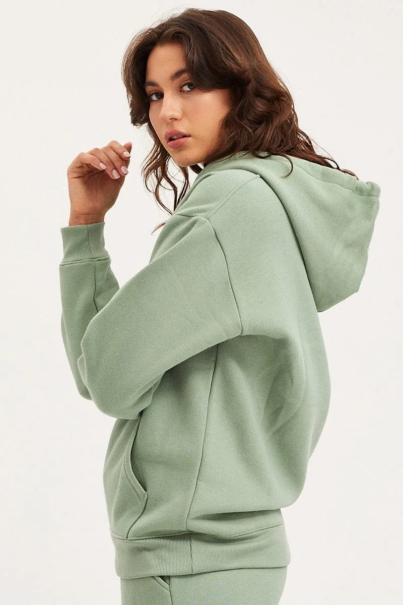Green Unisex Sweatshirts Long Sleeve Oversized Hoodie Long Sleeve Cozy Hoodie