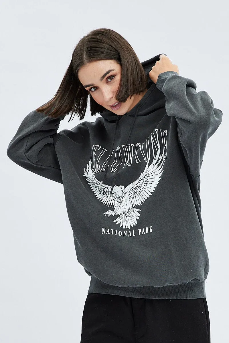 Grey Graphic Sweater Long Sleeves product solo confidence V neck