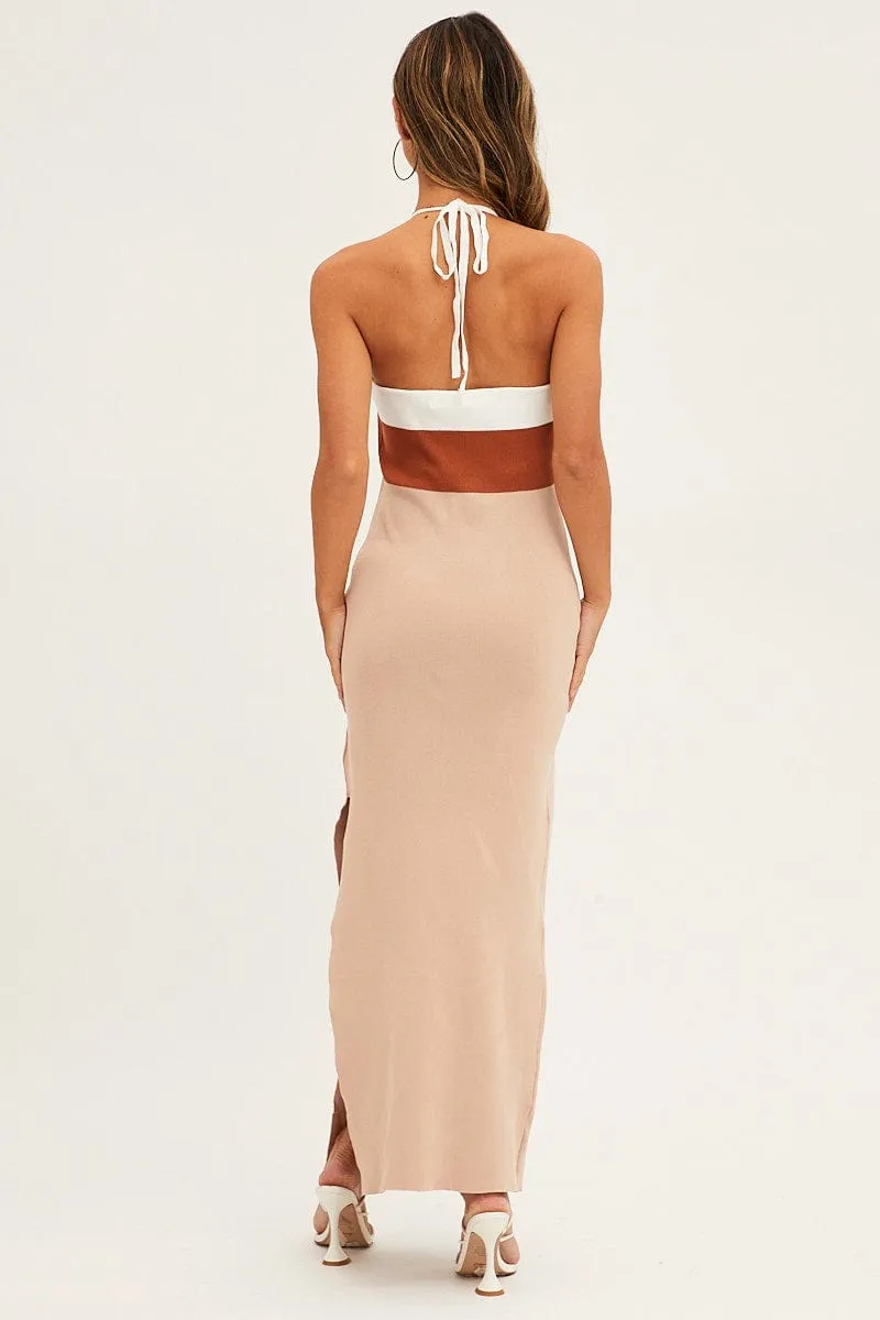 Multi Colorblock Kint Midi Dress Fashion-forward piece for evening