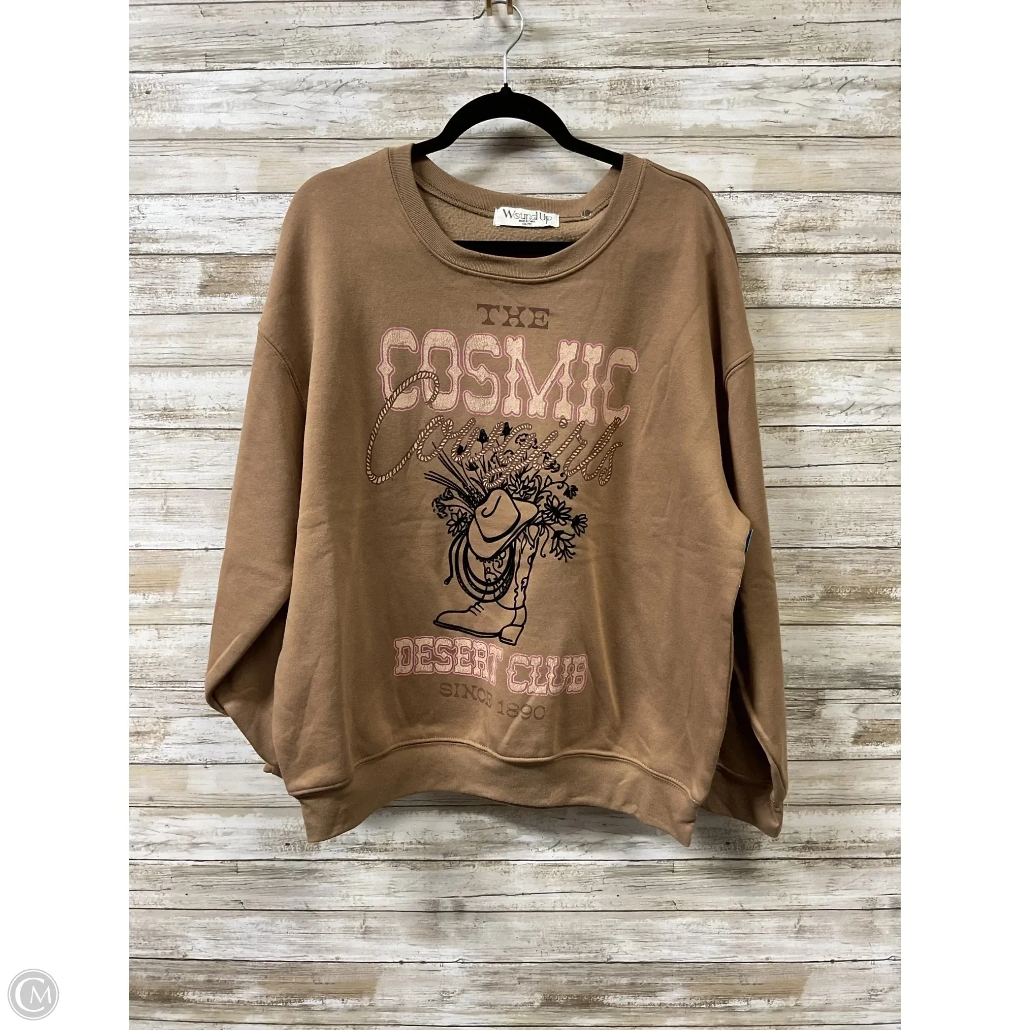 Rugged shoes Sweatshirt Crewneck By Clothes Mentor In Tan, Size: Xxl