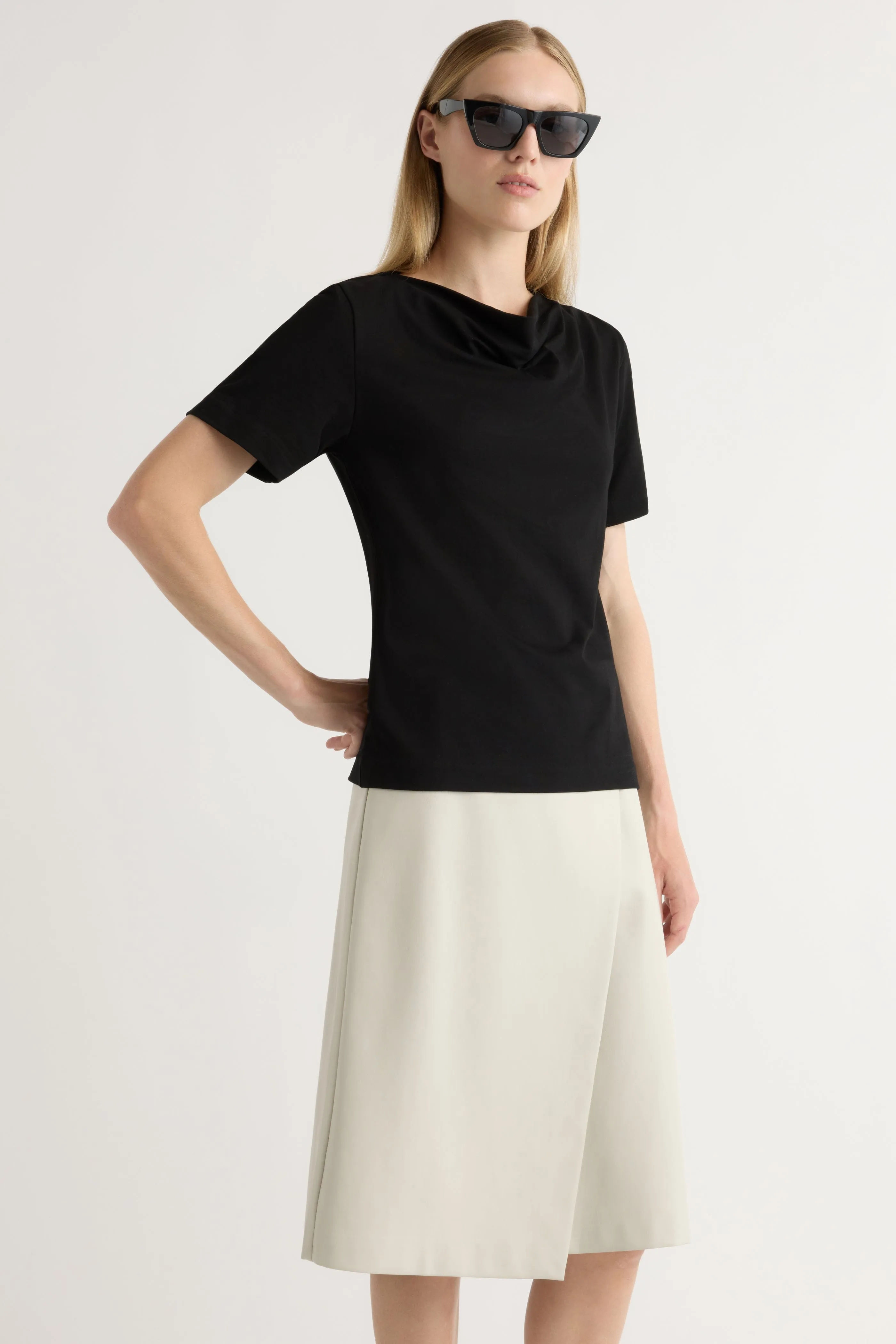 Neat Fit Elevated Casual Alba Asymmetric Vegan Leather Skirt