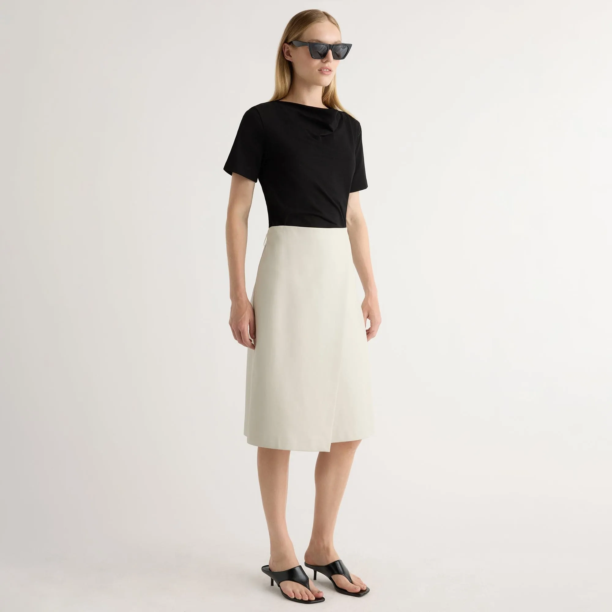 Alba Asymmetric Vegan Leather Skirt Travel Vibes