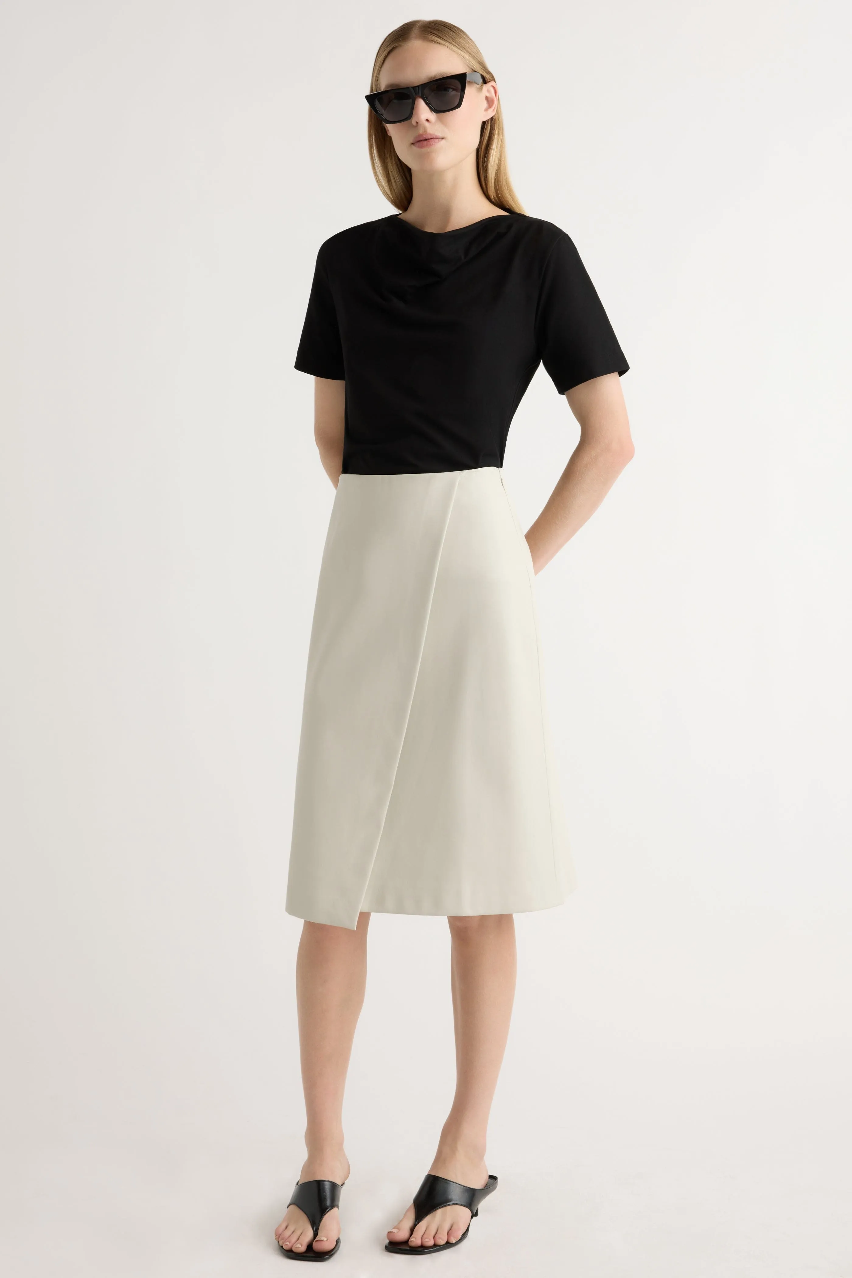 Alba Asymmetric Vegan Leather Skirt Soft Finish