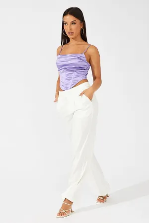 Soft Structure White Wide Leg Pants High Rise