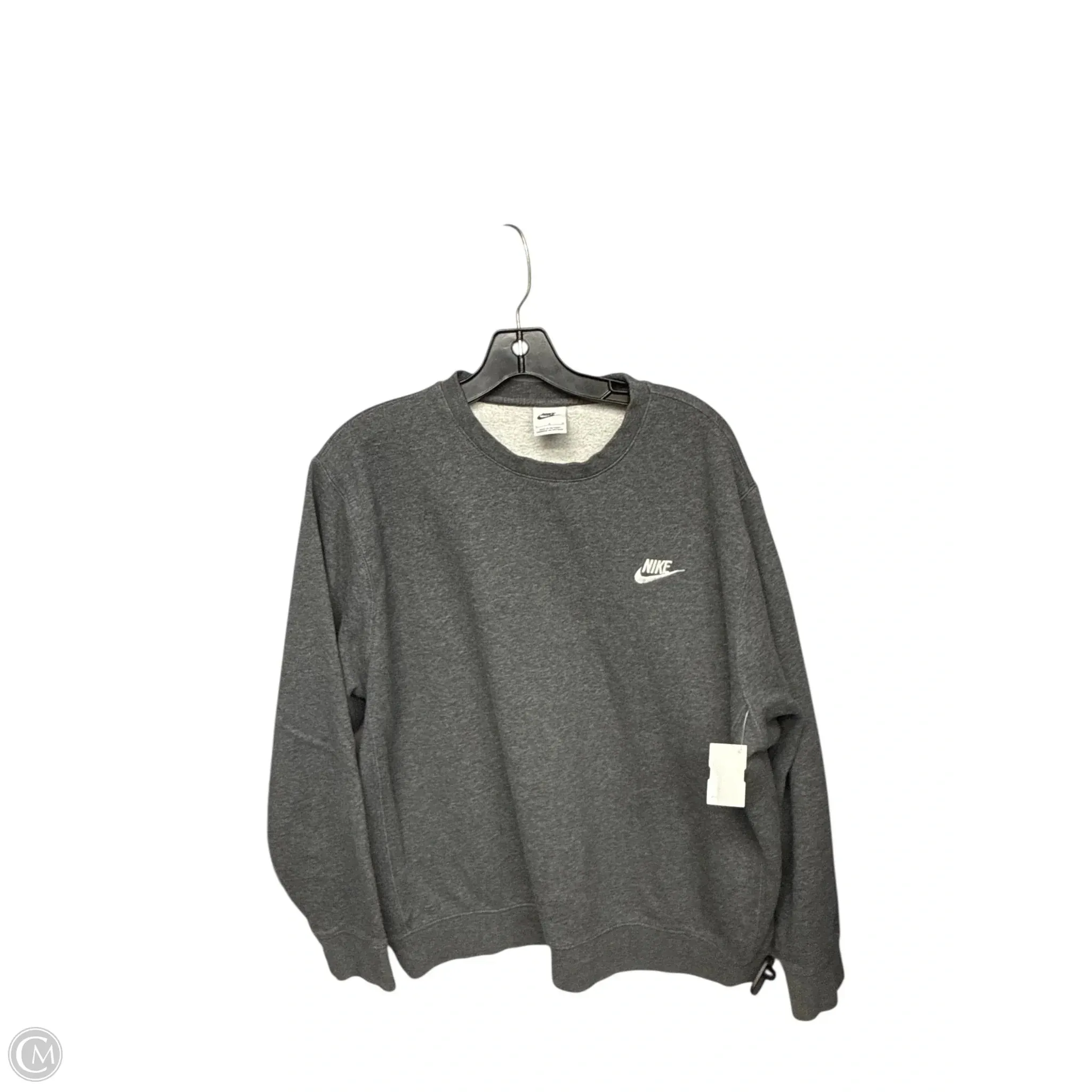 ShrinkageFree Fabric Athletic Sweatshirt Crewneck By Nike Apparel In Grey, Size: S