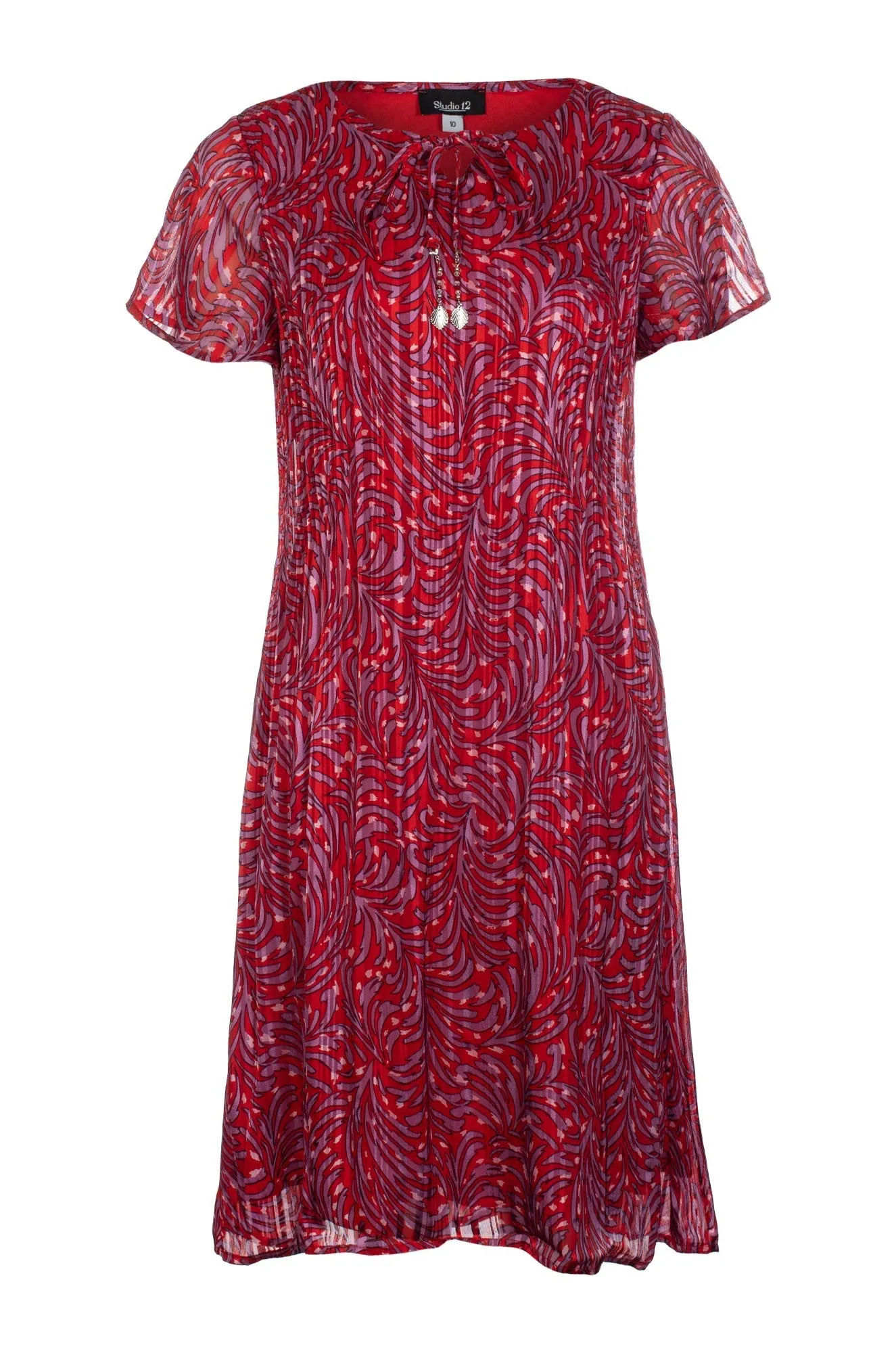 Sleek Style Dress | Red Lilac Feather | 8573C1