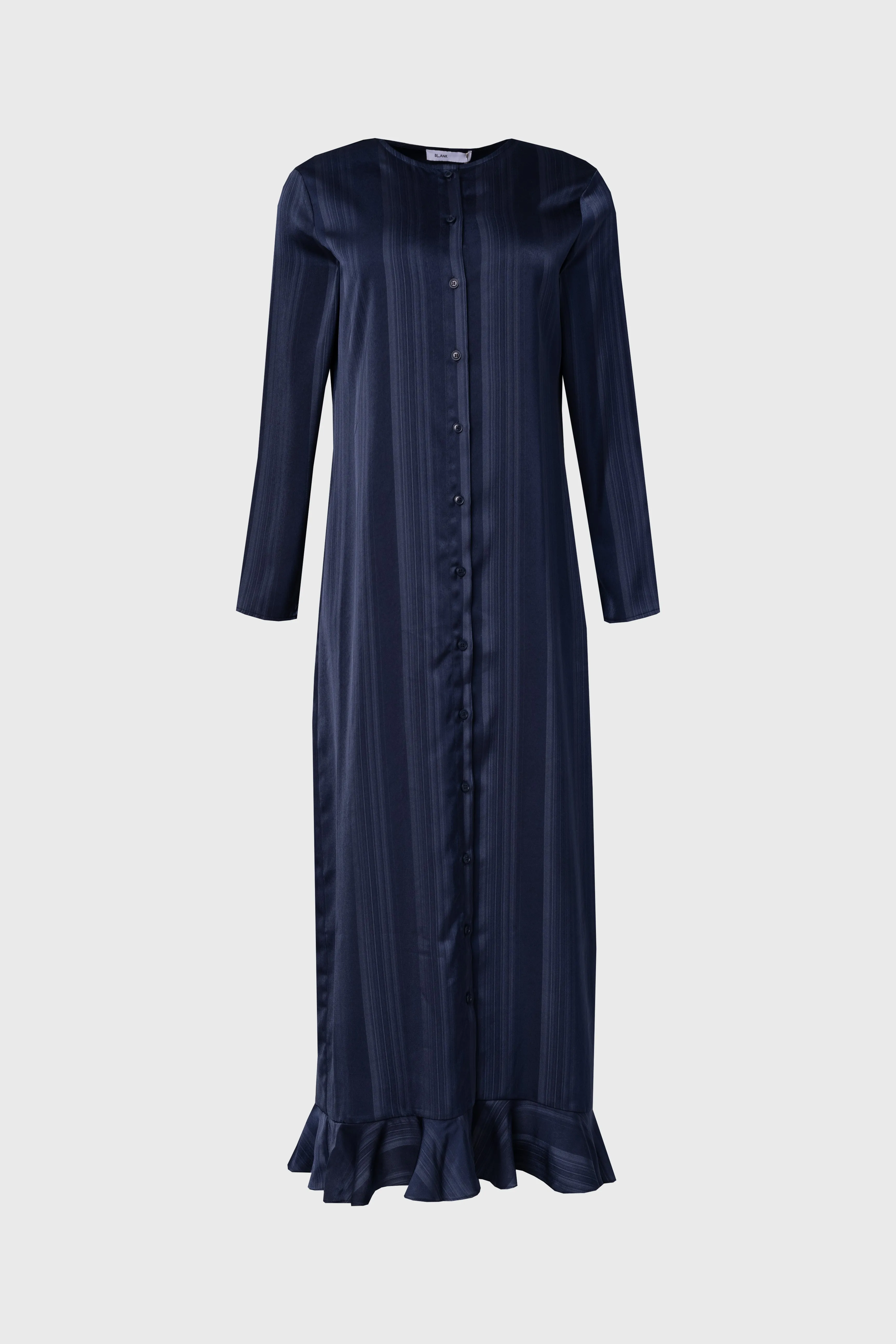 Luxury Core Breathable knit Navy Striped Button Down Maxi