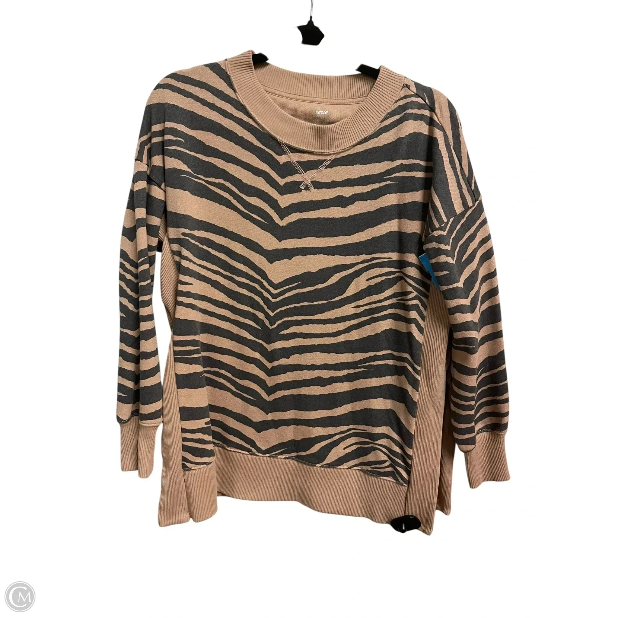 Energy Flow Casual Trend Sweatshirt Crewneck By Aerie In Zebra Print, Size: Xs