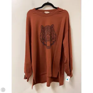 Firm Leather StretchableMaterial Sweatshirt Crewneck By Fantastic Fawn In Brown, Size: L