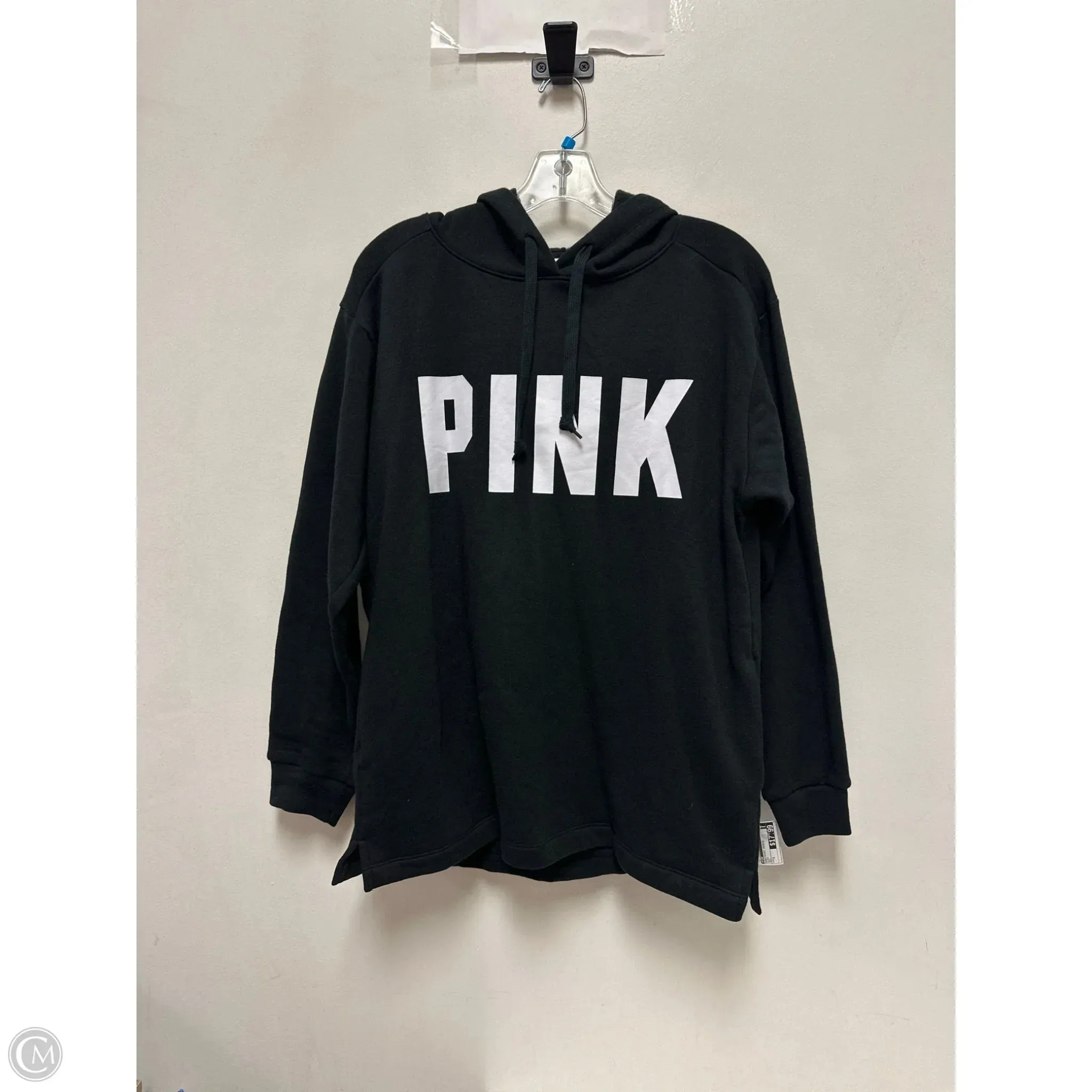 LightweightKnit Sporty Style Sweatshirt Hoodie By Pink In Black, Size: S