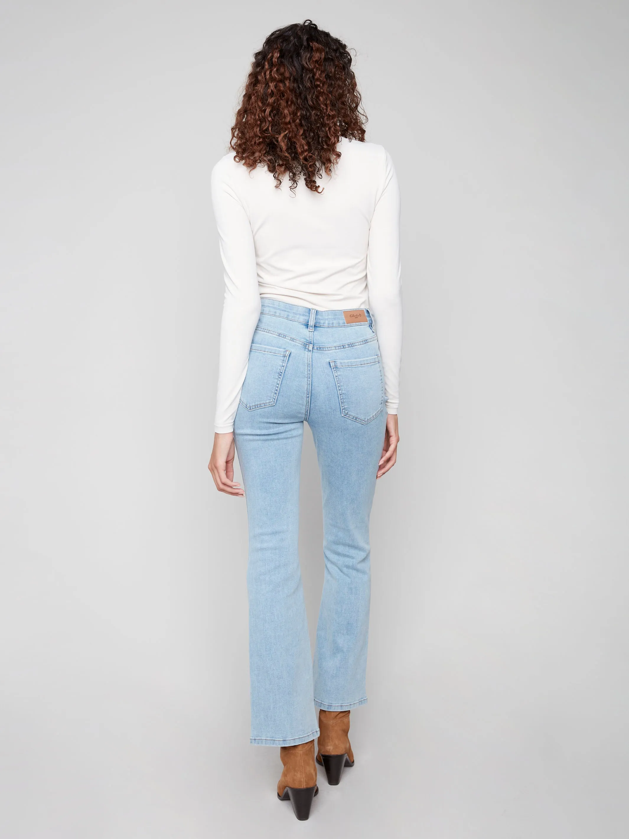 Smart Casual Modern Rainy Day Shopping Day Vibrant Celine Flare Leg Jeans - Light Blue