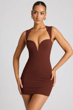 Heart Cut Out Mini Dress in Chocolate Brown Hot Glow