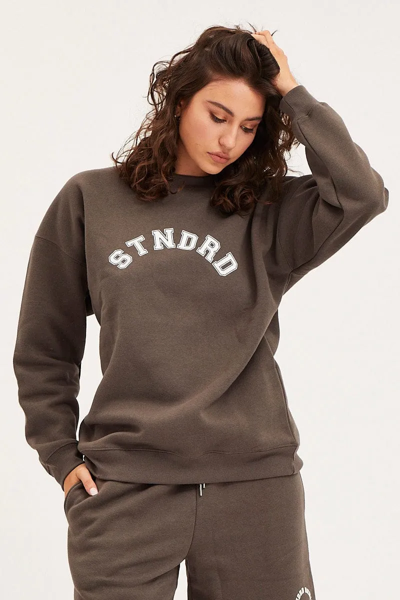 Grey Unisex Sweatshirts Oversized Crew Neck Adult Size Breathable Design