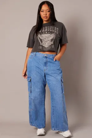 Denim Cargo Jeans Mid Rise Rainy Day Everyday