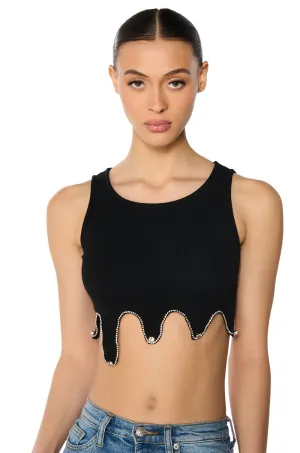 Flexible Mobility Design THE MEDUSA CROP RHINESTONE DETAIL TANK