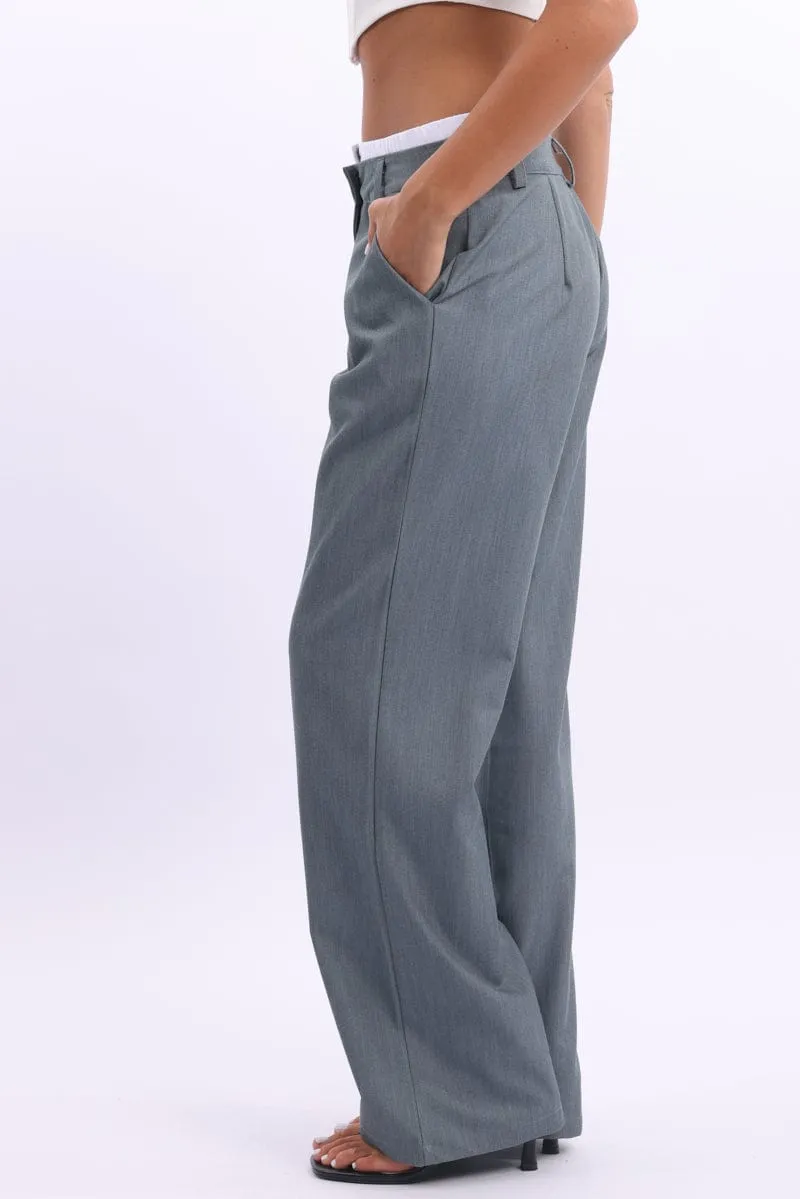 Airy Feel Freedom Move Grey Tailored Pants Boxer Wide Leg