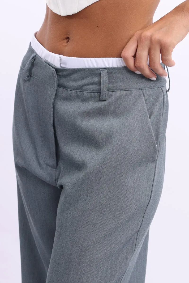 Versatile Comfort Grey Tailored Pants Boxer Wide Leg